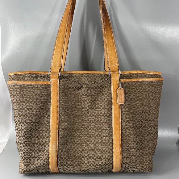 Vintage COACH Hampton Signature Monogram Tote Diaper Multifunction Laptop Bag - Picture 1 of 14